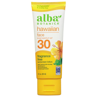 Alba Botanica Hawaiian Fragrance Free Face Sunscreen Lotion 30 Spf - 3 Oz. - Image 2