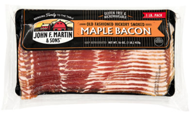 John F Martin And Sons Sliced Maple Bacon Smoked With Hardwood In Family Serving Sized Package - 16 Oz. - Image 1