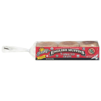 Food For Life Organic English Muffin - 7 Sprouted Grain - 6 Packs Total (16 oz Per Pack) - Image 1