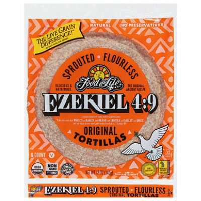 Food For Life Organic Ezekiel 4:9 Sprouted Original Tortillas - Flourless - 12 Packs Total (12 oz Per Pack) - Image 1