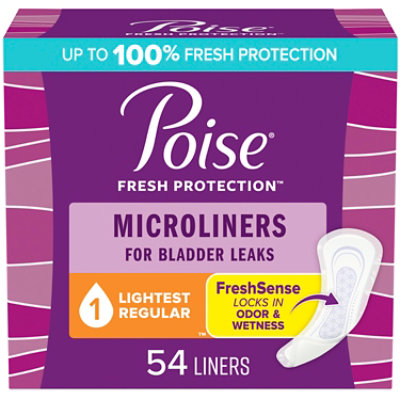 Poise Daily Microliners 1 Drop Absorbency Incontinence Panty Liners - 54 Count - Image 1