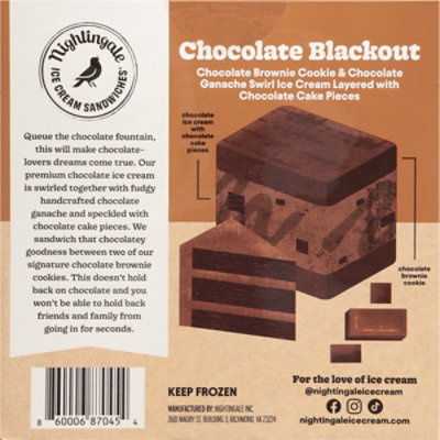 Nightingale Chocolate Blackout Ice Cream Sandwiches - 4-10.8 Oz - Image 5