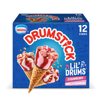 Drumstick Lil Drums Strawberry And Vanilla With Strawberry Swirls Sundae Cones - 12 Count - Image 1