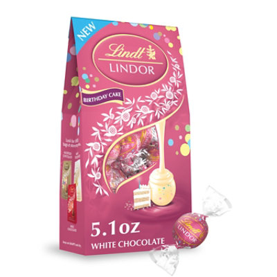 Lindt LINDOR Birthday Cake White Chocolate Candy Truffles Bag - 5.1 Oz - Image 1