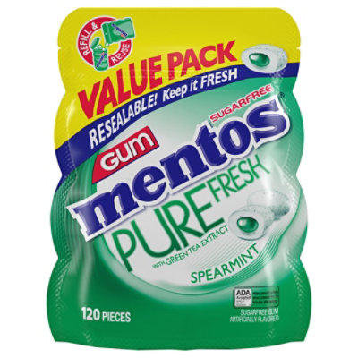 Mentos Pure Fresh Sugar Free Spearmint Gum With Xylitol - 120 Count