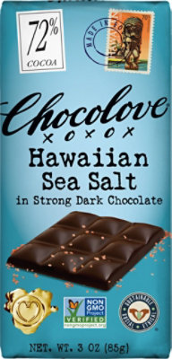 Chocolove Hawaiian Sea Salt 72% Cocoa Strong Dark Chocolate Bar - 3 Oz - Image 1