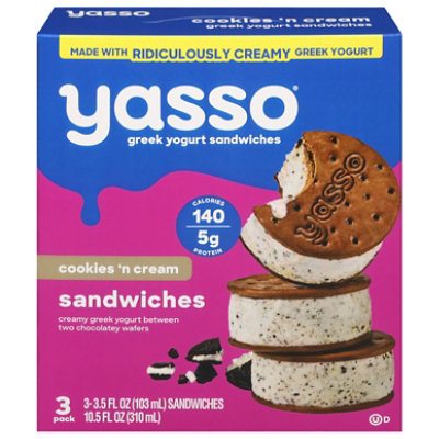 Yasso Cookies N Cream Frozen Greek Yogurt Sandwich - 4 Count - Image 3