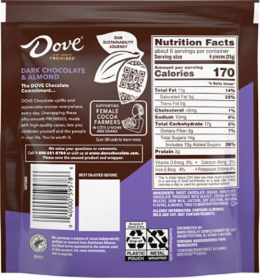 Dove Promises Dark Chocolate Almond Candy Stand Up Pouch - 6.74 Oz. - Image 6