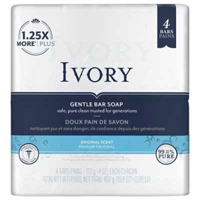 Ivory - Bar Soap, Original Scent, 4 oz, 4/Pack, 18 Packs/Carton - Image 1