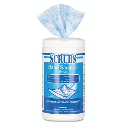 SCRUBS - Hand Sanitizer Wipes, 6 x 8, Unscented, Blue/White, 85/Canisters, 6 Canisters/Carton - Image 1