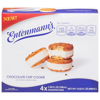 Entenmanns Chocolate Chip Cookie Ice Cream Sandwiches - 4-3.38 Oz - Image 3