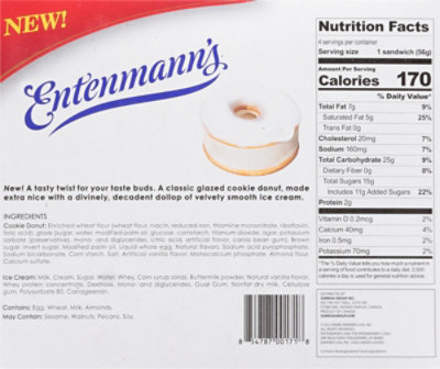 Entenmanns Glazed Cookie Donut Ice Cream Sandwiches 4 Pack - 3.38 Fl. Oz. - Image 6