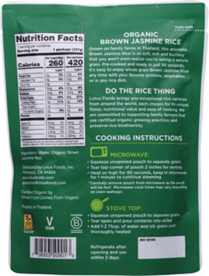 Lotus Foods Jasmine Brown Rice Organic - 8 Oz - Image 6