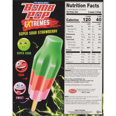 Bomb Pop Extremes Super Sour Strawberry Ice Pops 12 Pack - 21 Fl. Oz. - Image 3