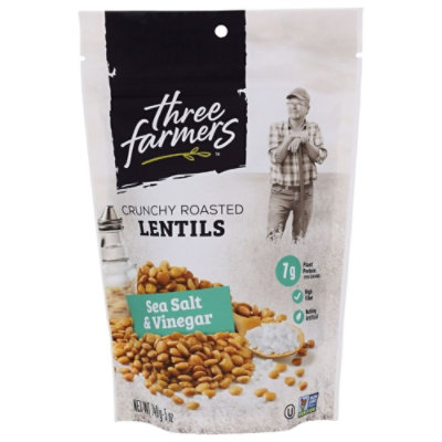Three Farmers Sea Salt and Vinegar Crunchy Roasted Lentils - 140 Gram (Pack of 6) - Image 1