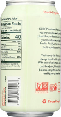 OLIPOP Watermelon Lime Prebiotic Soda Can - 12 Fl. Oz. - Image 6