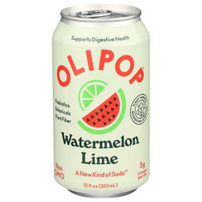 OLIPOP Watermelon Lime Prebiotic Soda Can - 12 Fl. Oz. - Image 1