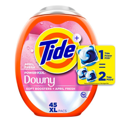 Tide Power Pods Laundry Detergent With Downy Soft Boosters April Fresh - 45 Count - Image 1