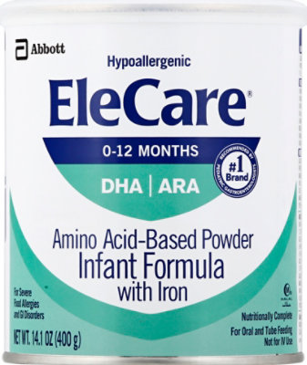 Elecare For Infants Unflavored Powder With Dha Ara - 14.1 Oz - Image 2