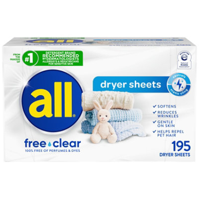 All Dryer Sheets Free Clear - 195 Count - Image 1