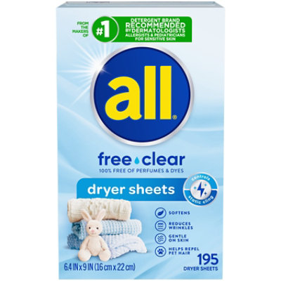 All Dryer Sheets Free Clear - 195 Count - Image 1