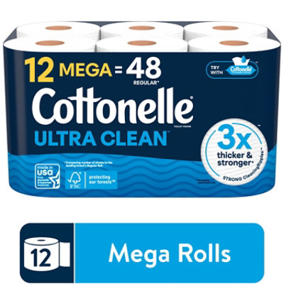 Cottonelle Ultra Clean Mega Toilet Paper Rolls 284 Sheets Per Roll - 12 Count - Image 2