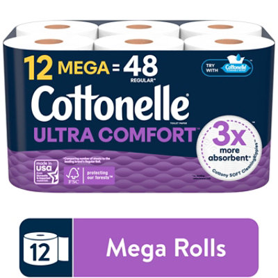 Cottonelle Ultra Comfort Mega Toilet Paper Rolls 244 Sheets Per Roll - 12 Count - Image 1