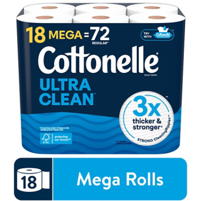 Cottonelle Ultra Clean Mega Toilet Paper Rolls, 284 Sheets Per Roll - 18 Count - Image 1