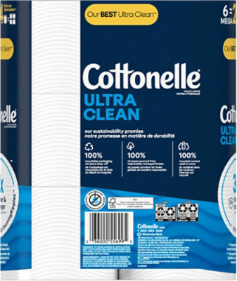 Cottonelle Ultra Clean Mega Toilet Paper Rolls 284 Sheets Per Roll - 6 Count - Image 8