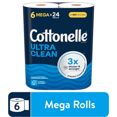 Cottonelle Ultra Clean Mega Toilet Paper Rolls, 284 Sheets Per Roll - 6 Count - Image 1