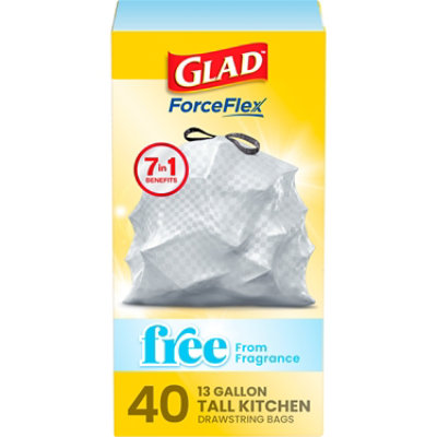 Glad Forceflex Fragrance Free Tall Kitchen Drawstring Trash Bags