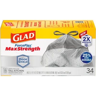 Glad Forceflex Maxstrength Grab Zone Drawstring Odor Shield 13 Gallon - 34 Count - Image 2