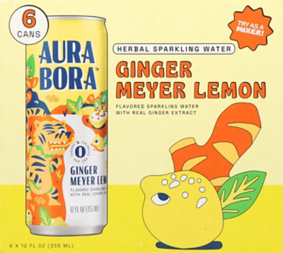 Aura Bora Sparkling Water Ginger Meyer Lemon 6 Pack - 72 Fl. Oz - Image 6