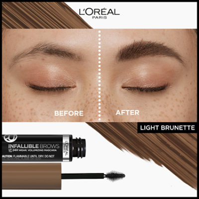 L'Oreal Paris Infallible Volumizing 24H Wear Brow Mascara Light Brunette - 0.13 Fl. Oz. - Image 3