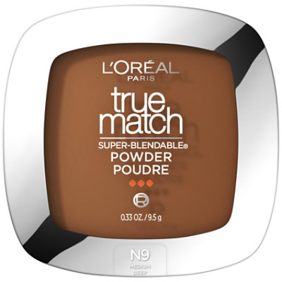 L'Oreal Paris True Match Super-Blendable Oil Free Makeup Powder N9 Medium Deep - 0.34 Oz - Image 1