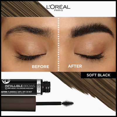 L'Oreal Paris Infallible Volumizing 24H Wear Brow Mascara Soft Black - 0.13 Fl. Oz. - Image 3