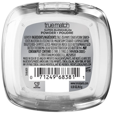 L'Oreal Paris True Match Super-Blendable Oil Free Makeup Powder C12 Deep - 0.34 Oz - Image 2