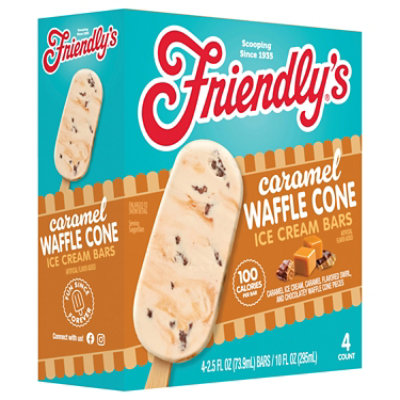 Friendlys Caramel Waffle Cone Ice Cream Bars - 4 Count - Image 1