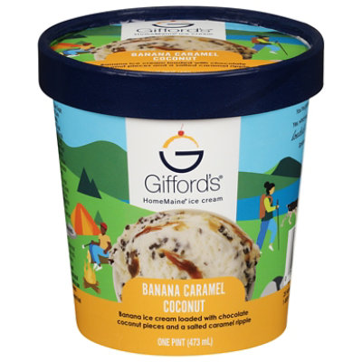 Banana Ice Cream Loaded With Chocolate Coconut Pieces And A Salted Caramel Ripple - 1 Pint - Image 3