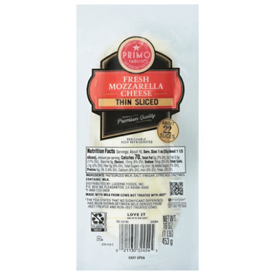 Primo Taglio Cheese Mozzarella Thin Sliced - 16 Oz