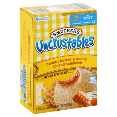 Smuckers Uncrustables Sandwich - Peanut Butter and Honey Spread - 32 Packs Total (2 oz Per Pack) - Image 1