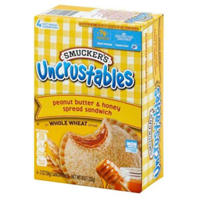 Smuckers Uncrustables Sandwich - Peanut Butter and Honey Spread - 32 Packs Total (2 oz Per Pack) - Image 4