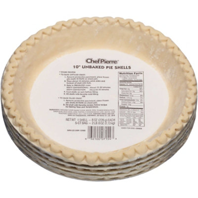 Sara Lee Chef Pierre Unbaked Lard Shortening Pie Shell - 10 inch (Pack of 20) - Image 1