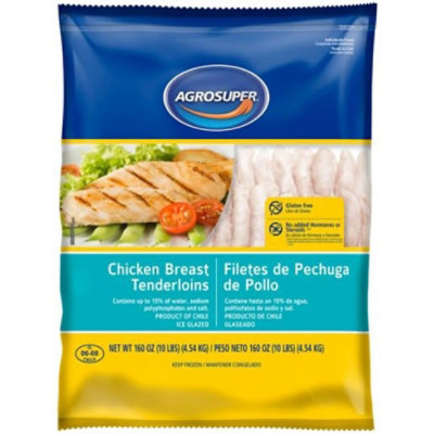Agrosuper Raw Marinated Clipped Chicken Tenderloins - 10 Pound (Pack of 4) - Image 1