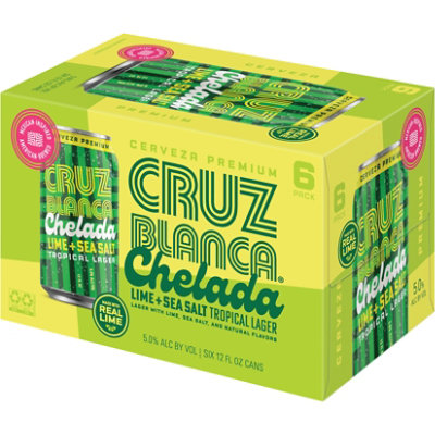 Cruz Blanca Chelada Lime & Sea Salt Tropical Lager Beer 5% ABV Cans - 6-12 Fl. Oz. - Image 4