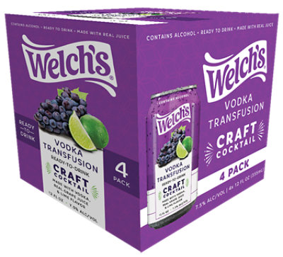 Welch's Craft Cocktail Vodka Transfusion 4 Pack - 6-12 FZ - Image 1