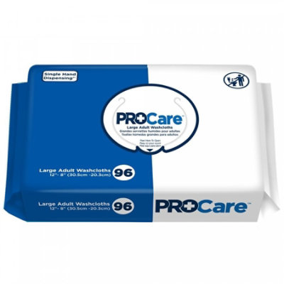 ProCare Adult Washcloths, Spunlace, Aloe/Vitamin E, Scented, Non-sterile, Hypoallergenic, Alcohol-free, One Case of 576 Washcloths, 576 Count, Case - Image 1