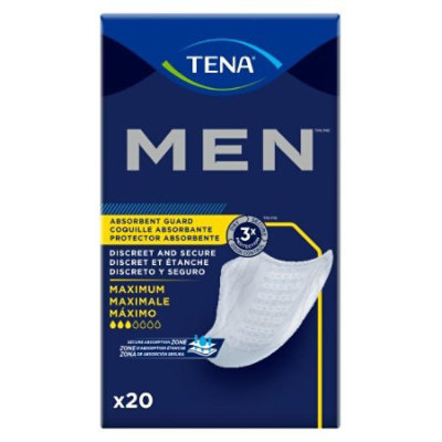 TENA Men Guards, Adult, Male, Disposable, White, Dry-Fast Core, Moderate Absorbency, One Size Fits Most (8 In Length), 120 Count, Case - Image 1