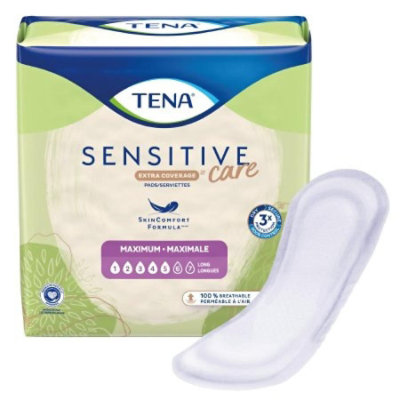 TENA Sensitive Care Maximum Long Pads, Adult, Female, Disposable, Dry-Fast Core, Heavy Absorbency, 15 Inch Length, 117 Count, Case - Image 1