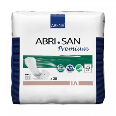 Abri-San 1A Premium Shaped Pads, Adult, Unisex, Disposable, Fluff/Polymer Core, Light Absorbency, Level 1A (11 Inch Length), 28 Count, Bag - Image 1
